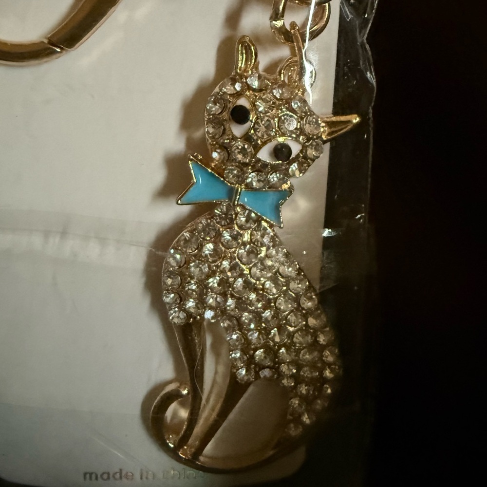 Rhinestone Cat Bag Charm/Keychain NIP - Picture 2 of 2